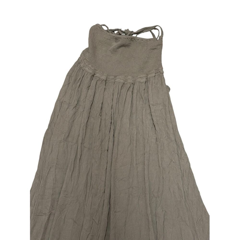 Free People Extratropical Maxi Dress Olive Stone XL Open Back Ruffle Boho - Picture 5 of 11